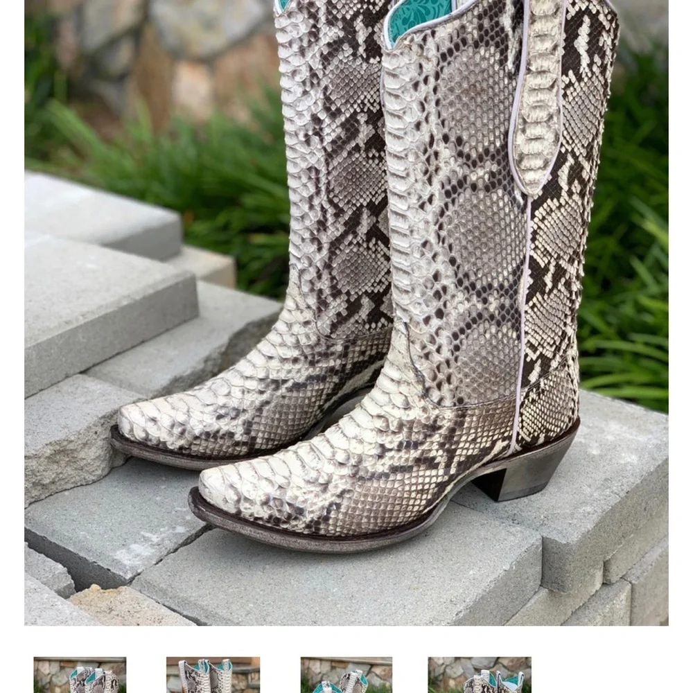 Corral Natural Python Boots Size 8 - Picture 2 of 8